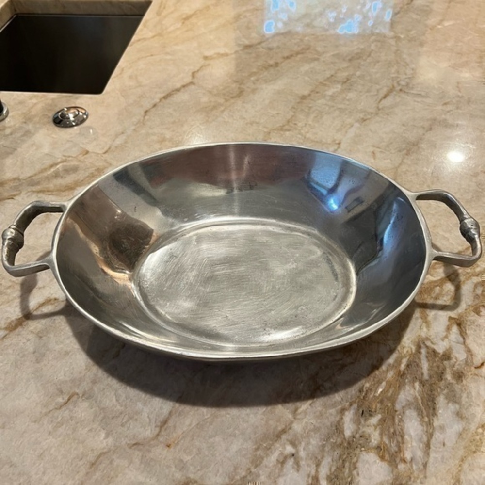 Vintage pewter serving dish. Made in Mexico.